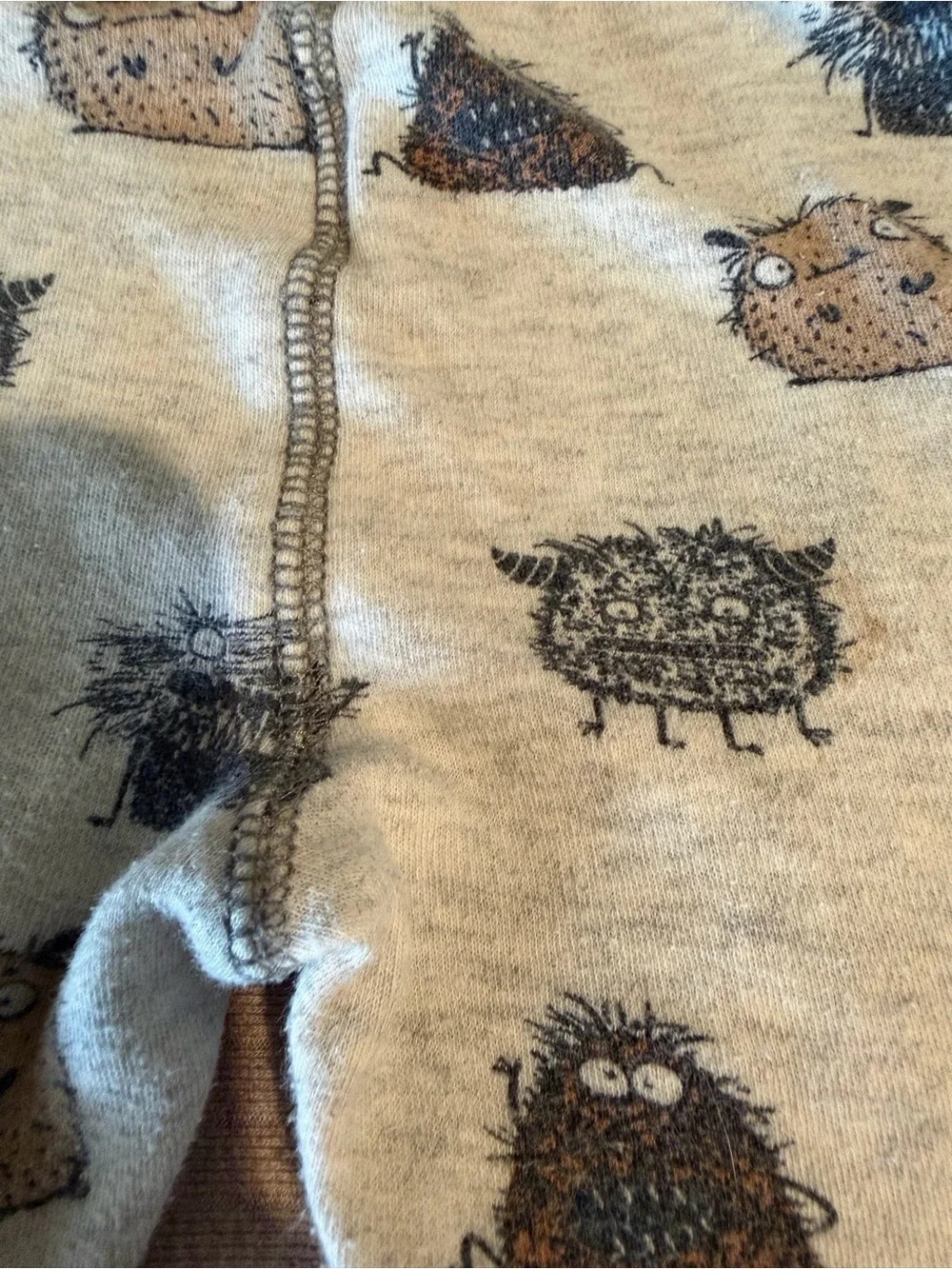 deux par deux Gray & Cream Dino and Monster Pajama sets (2 pairs of PJs bundle)